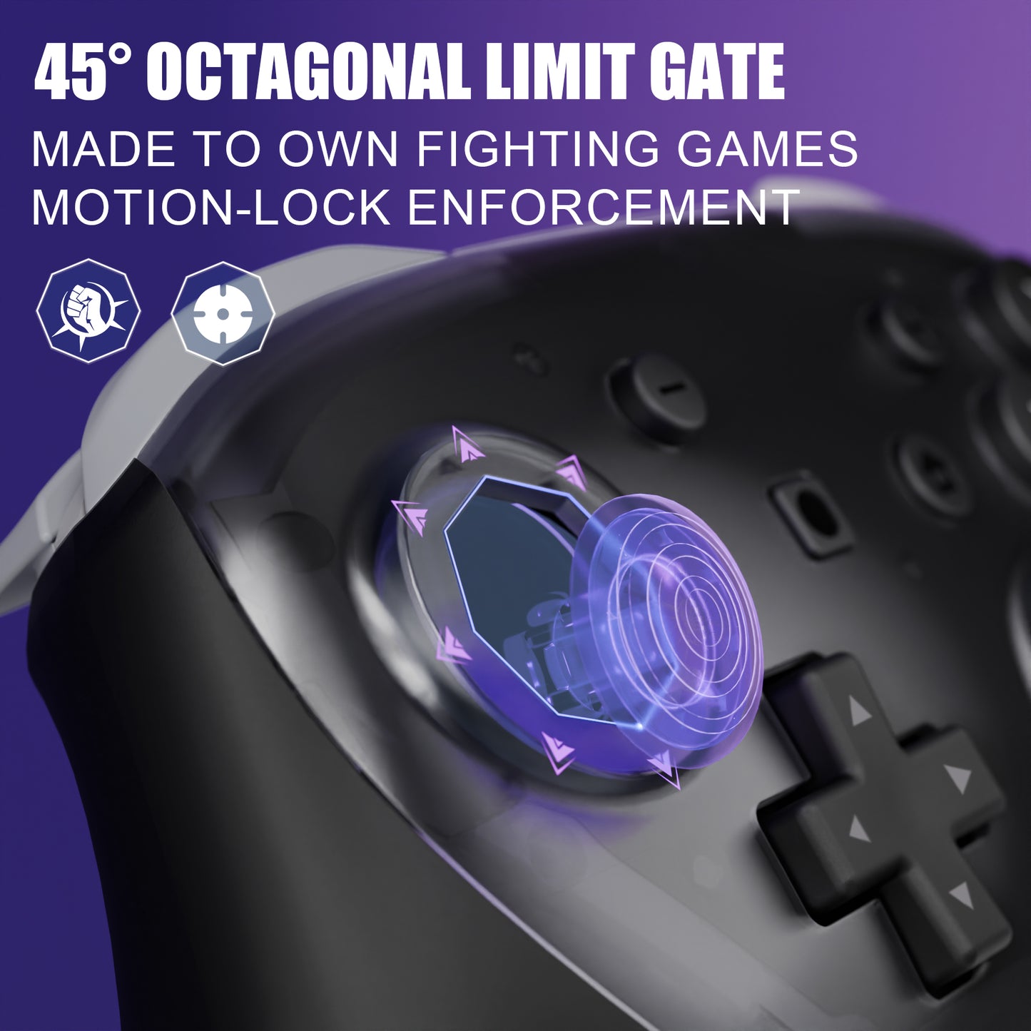 eXtremeRate Nintendo Switch 2 Proコントローラー対応 オクタゴナルゲートスティック対応デザイン フェイスプレートシェル【クリアブラック】