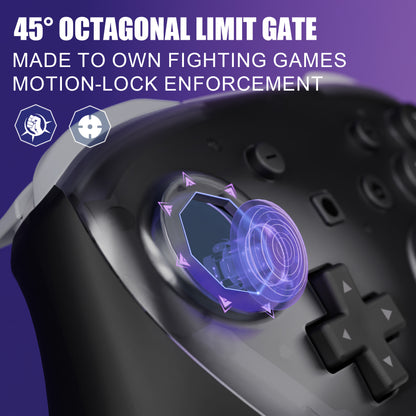 eXtremeRate Nintendo Switch 2 Proコントローラー対応 オクタゴナルゲートスティック対応デザイン フェイスプレートシェル【クリアブラック】