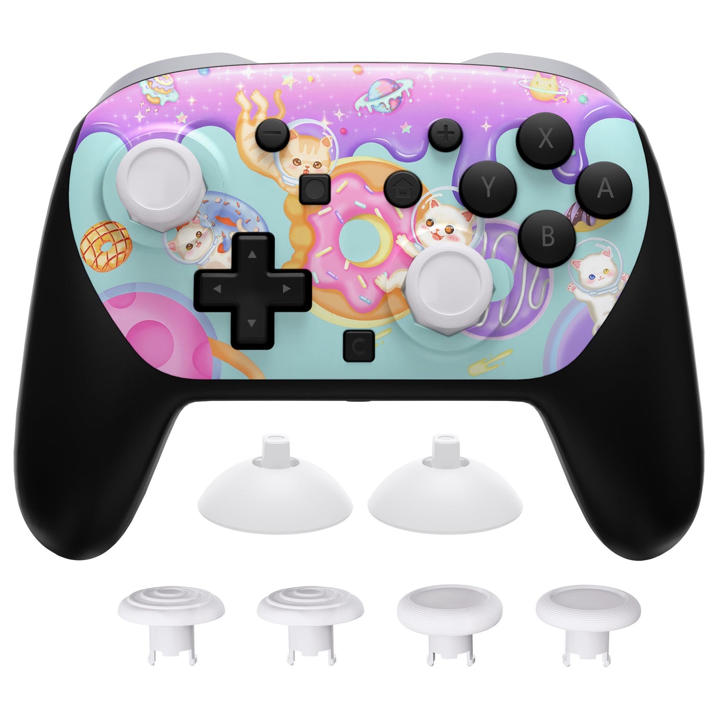 eXtremeRate Nintendo Switch 2 Proコントローラー対応 オクタゴナルゲートスティック対応デザイン フェイスプレートシェル【猫ちゃんのドーナツ旅】