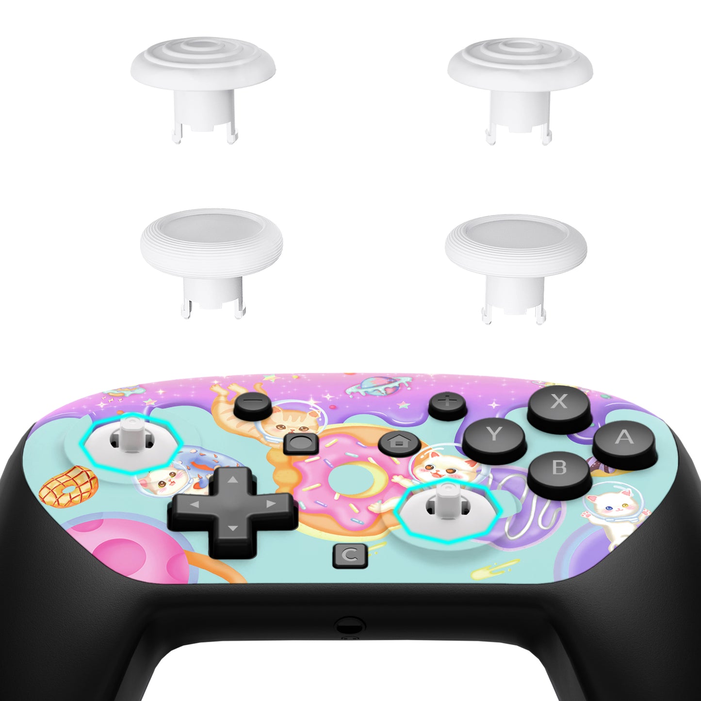 eXtremeRate Nintendo Switch 2 Proコントローラー対応 オクタゴナルゲートスティック対応デザイン フェイスプレートシェル【猫ちゃんのドーナツ旅】