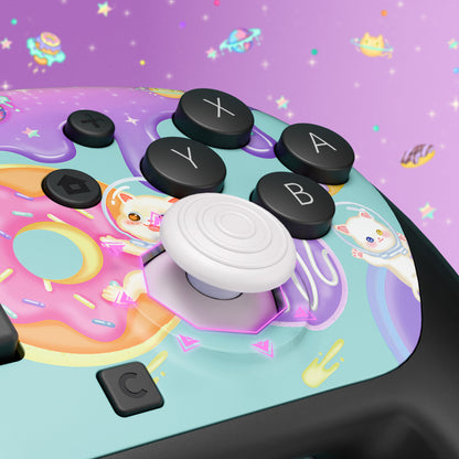 eXtremeRate Nintendo Switch 2 Proコントローラー対応 オクタゴナルゲートスティック対応デザイン フェイスプレートシェル【猫ちゃんのドーナツ旅】