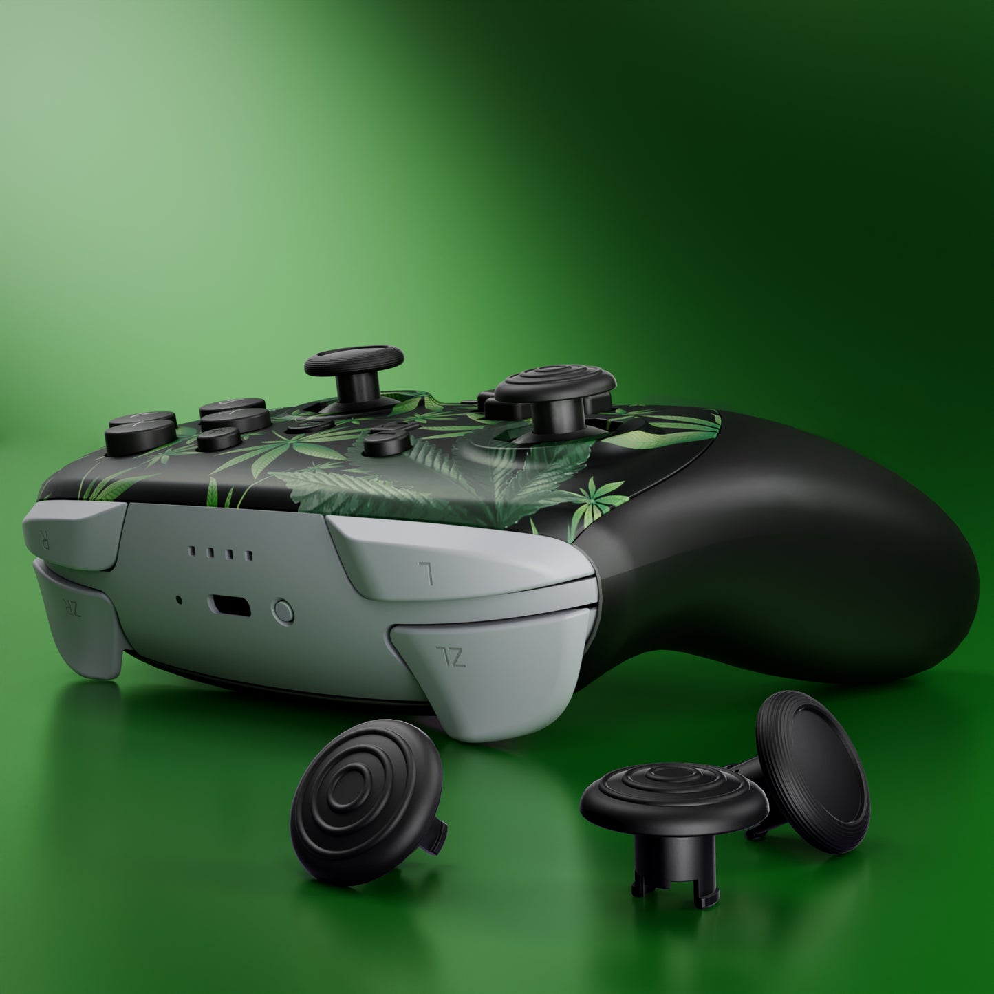 eXtremeRate Nintendo Switch 2 Proコントローラー対応 オクタゴナルゲートスティック対応デザイン フェイスプレートシェル【緑の葉っぱ】