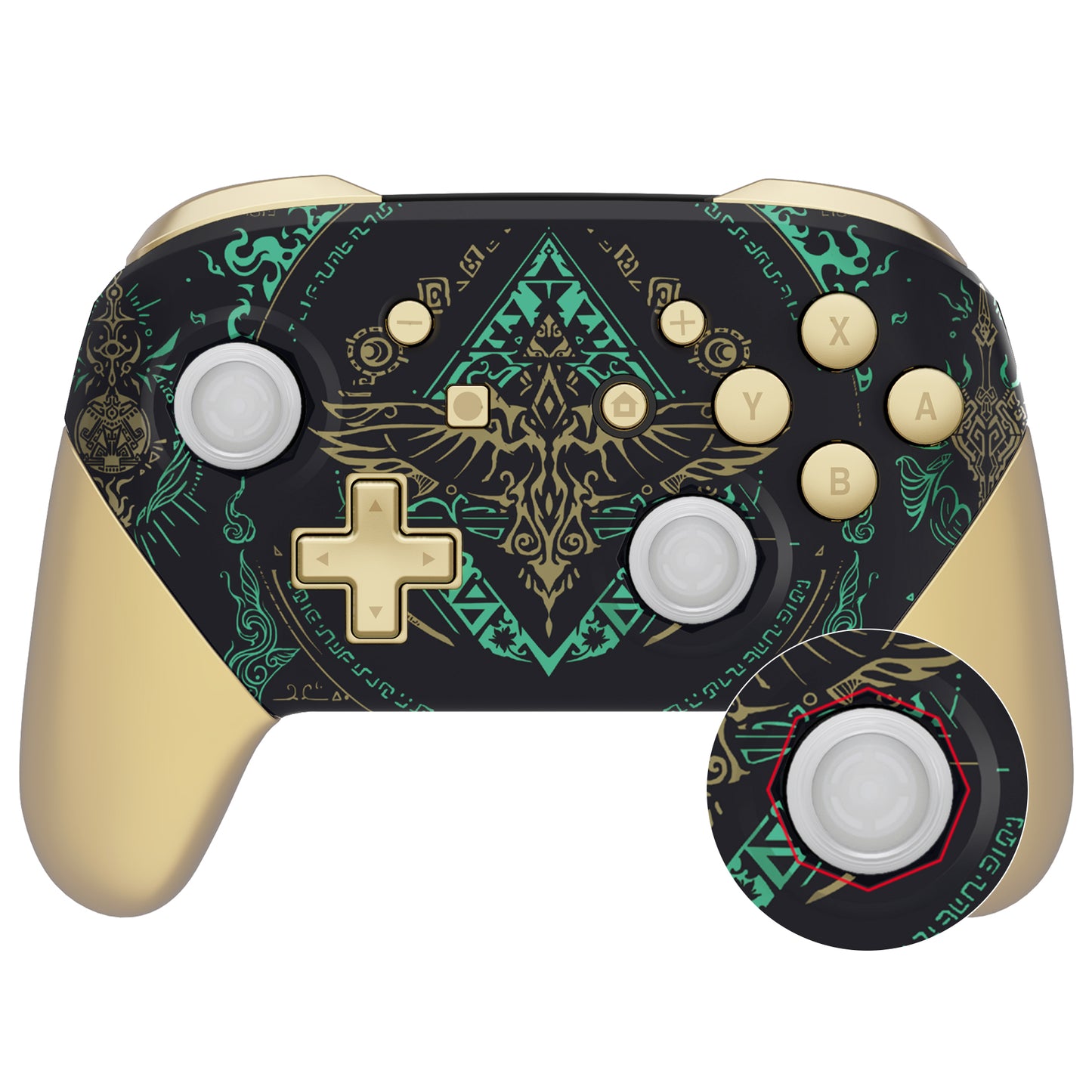 eXtremeRate Nintendo Switch Pro用 八角形ゲート付きスティックデザイン交換フルセットシェル【ブラック暗闇で光る】