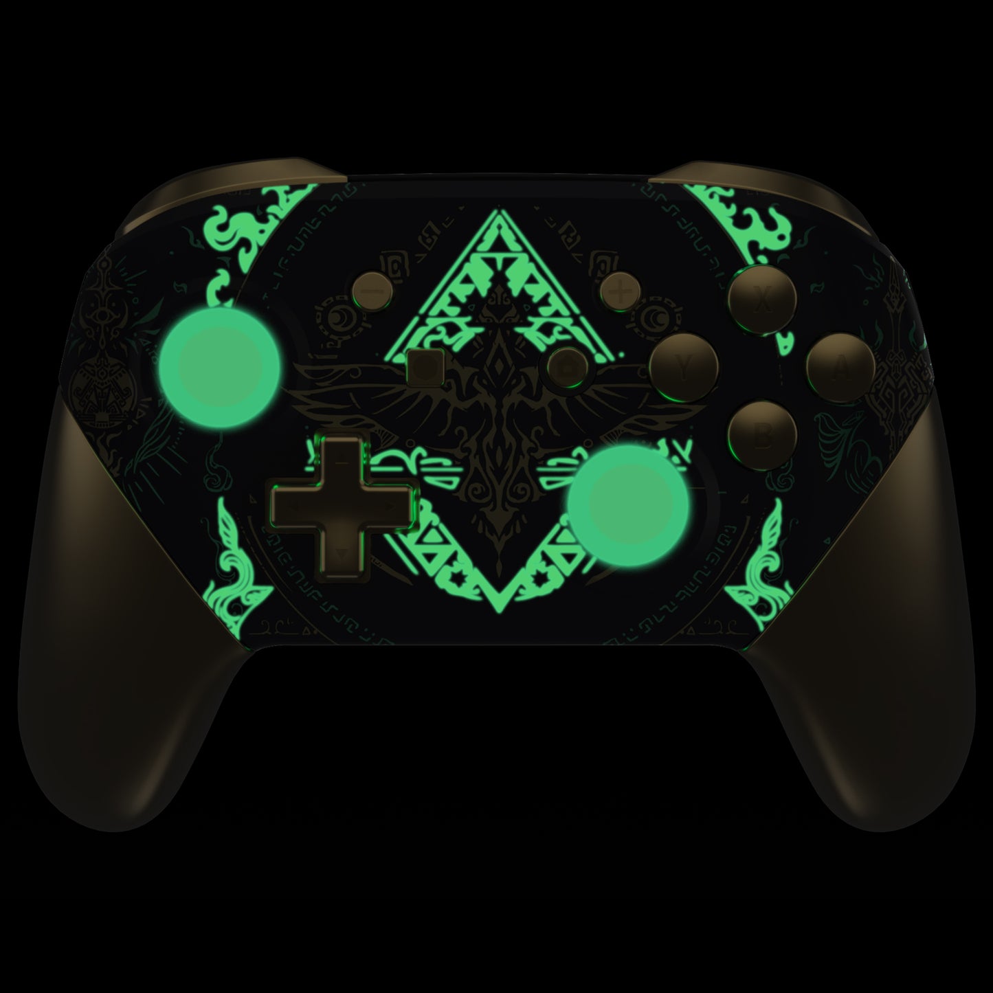 eXtremeRate Nintendo Switch Pro用 八角形ゲート付きスティックデザイン交換フルセットシェル【ブラック暗闇で光る】