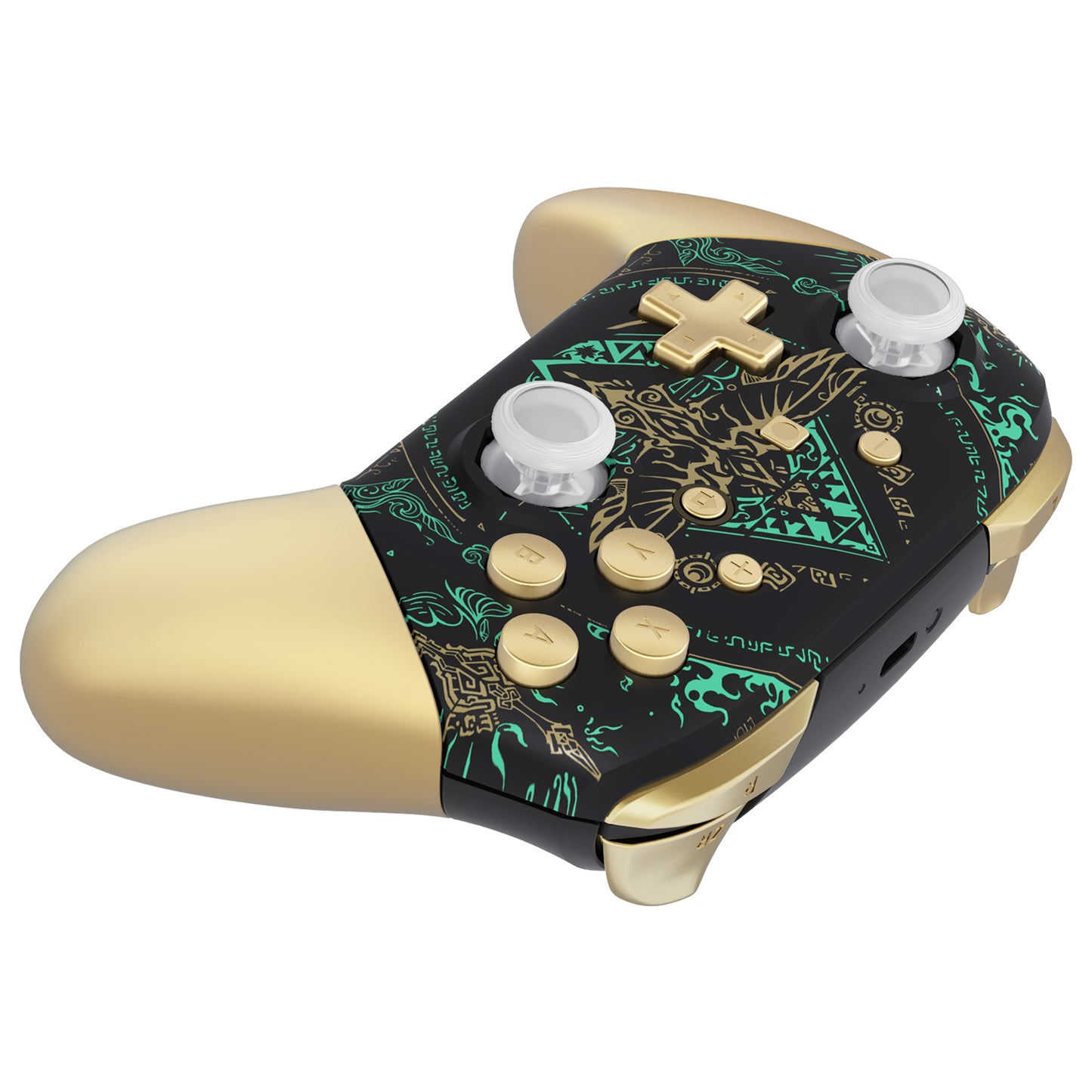 eXtremeRate Nintendo Switch Pro用 八角形ゲート付きスティックデザイン交換フルセットシェル【ブラック暗闇で光る】