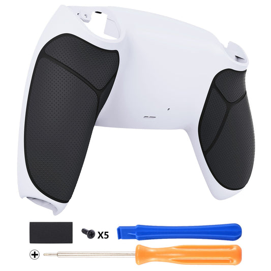 eXtremeRate Performance Grip Replacement Back Housing Bottom Shell Compatible with PS5 Controller - Rubberized Black White eXtremeRate