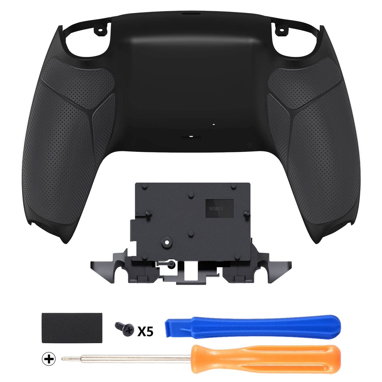 eXtremeRate PS5コントローラーBDM-010/020/030/040/050/060対応パフォーマンスグリップ交換対応用バックハウジングボトムシェル【ラバー付きブラック】