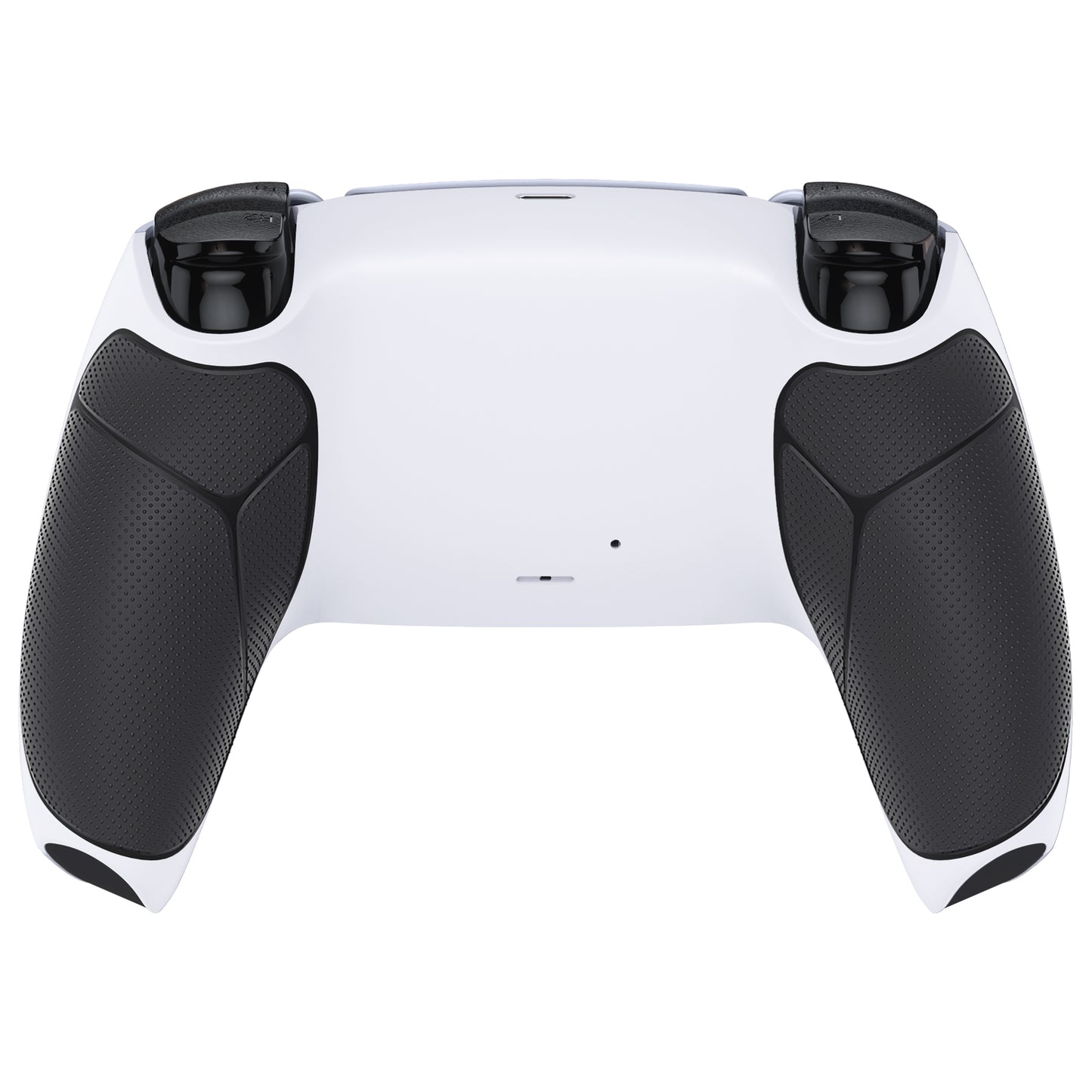 eXtremeRate PS5コントローラーBDM-010/020/030/040/050/060対応パフォーマンスグリップ交換対応用バックハウジングボトムシェル【ラバー付きホワイトブラック】