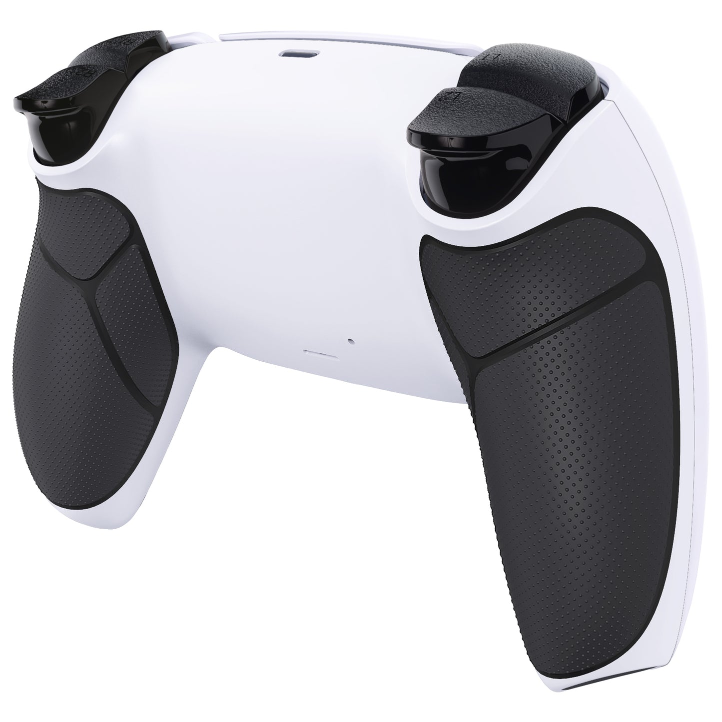 eXtremeRate PS5コントローラーBDM-010/020/030/040/050/060対応パフォーマンスグリップ交換対応用バックハウジングボトムシェル【ラバー付きホワイトブラック】