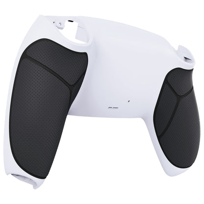 eXtremeRate PS5コントローラーBDM-010/020/030/040/050/060対応パフォーマンスグリップ交換対応用バックハウジングボトムシェル【ラバー付きホワイトブラック】
