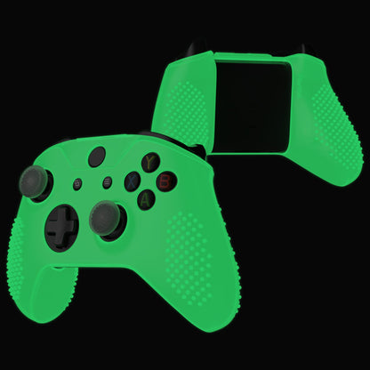 eXtremeRate PlayVital Protective Anti-Slip Silicone Case with Thumb Grips Caps for Xbox One X & S Controller - Glow in Dark - Green eXtremeRate