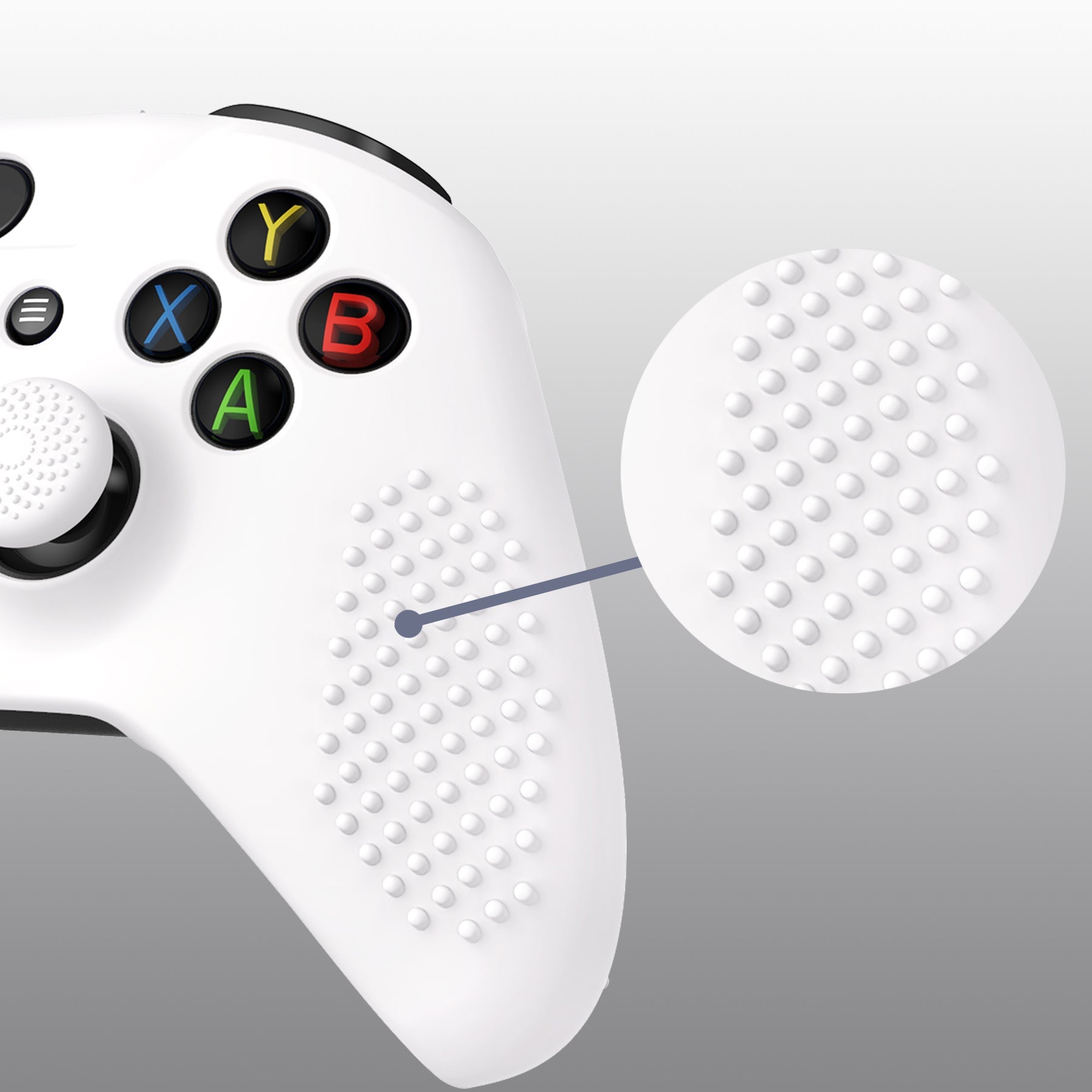 eXtremeRate PlayVital Protective Anti-Slip Silicone Case with Thumb Grips Caps for Xbox One X & S Controller - White eXtremeRate