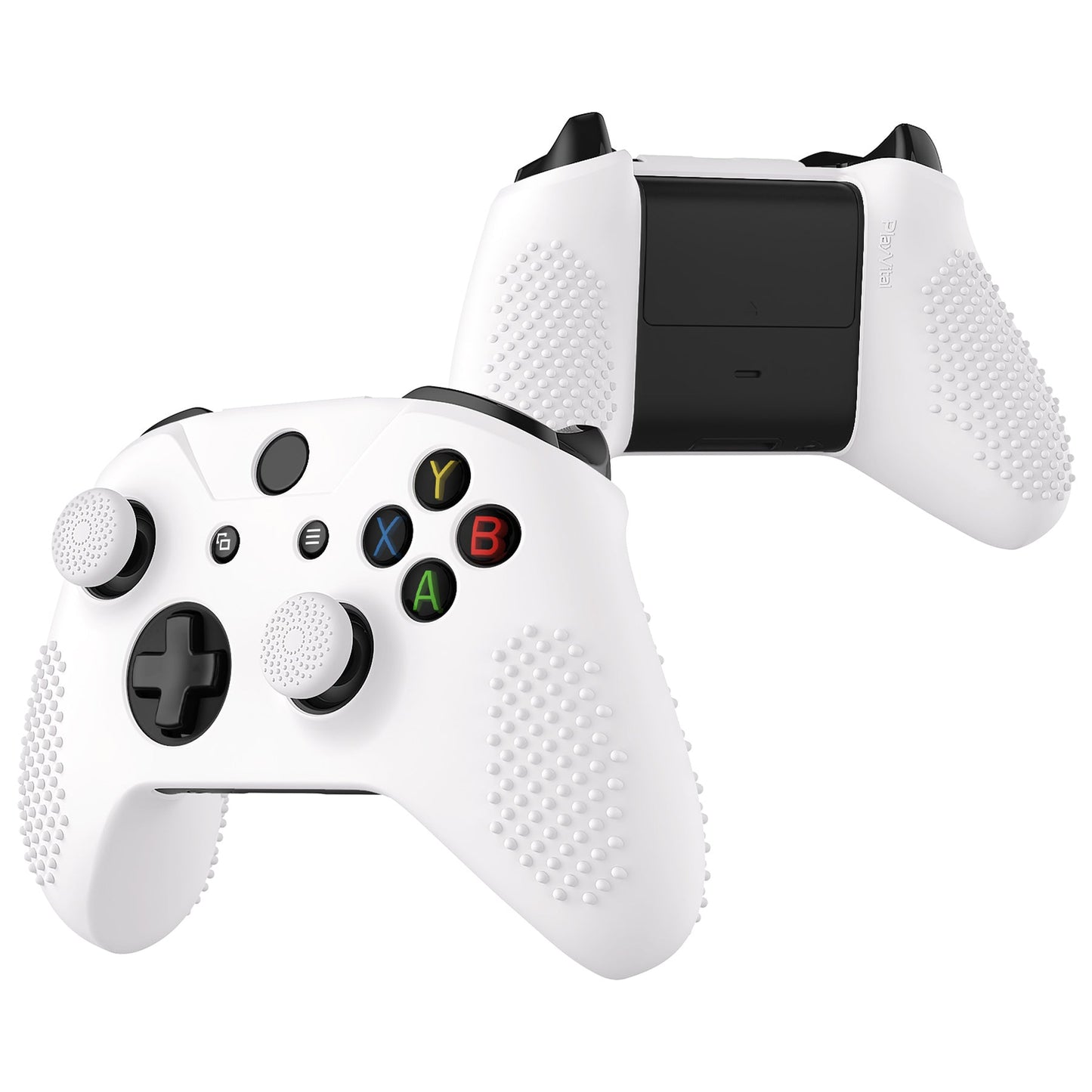 eXtremeRate PlayVital Protective Anti-Slip Silicone Case with Thumb Grips Caps for Xbox One X & S Controller - White eXtremeRate