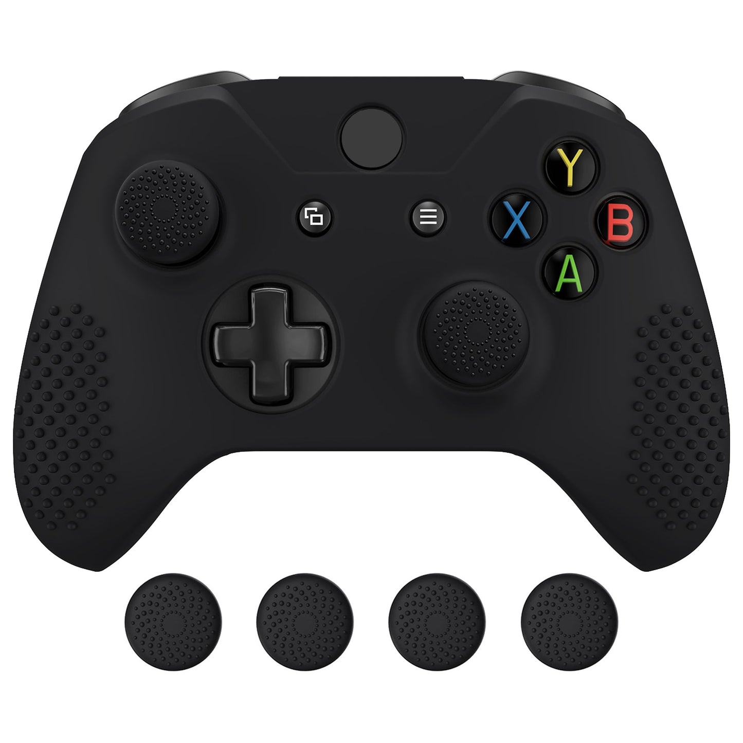 eXtremeRate Protective Anti-Slip Silicone Case with Thumb Grips Caps for Xbox One X & S Controller - Black eXtremeRate