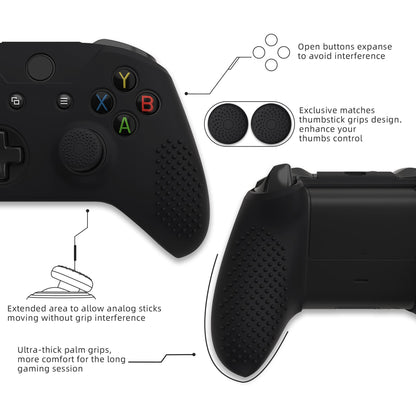 eXtremeRate Protective Anti-Slip Silicone Case with Thumb Grips Caps for Xbox One X & S Controller - Black eXtremeRate