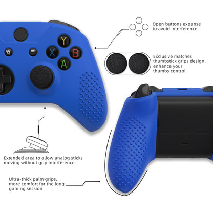 eXtremeRate Protective Anti-Slip Silicone Case with Thumb Grips Caps for Xbox One X & S Controller - Blue eXtremeRate