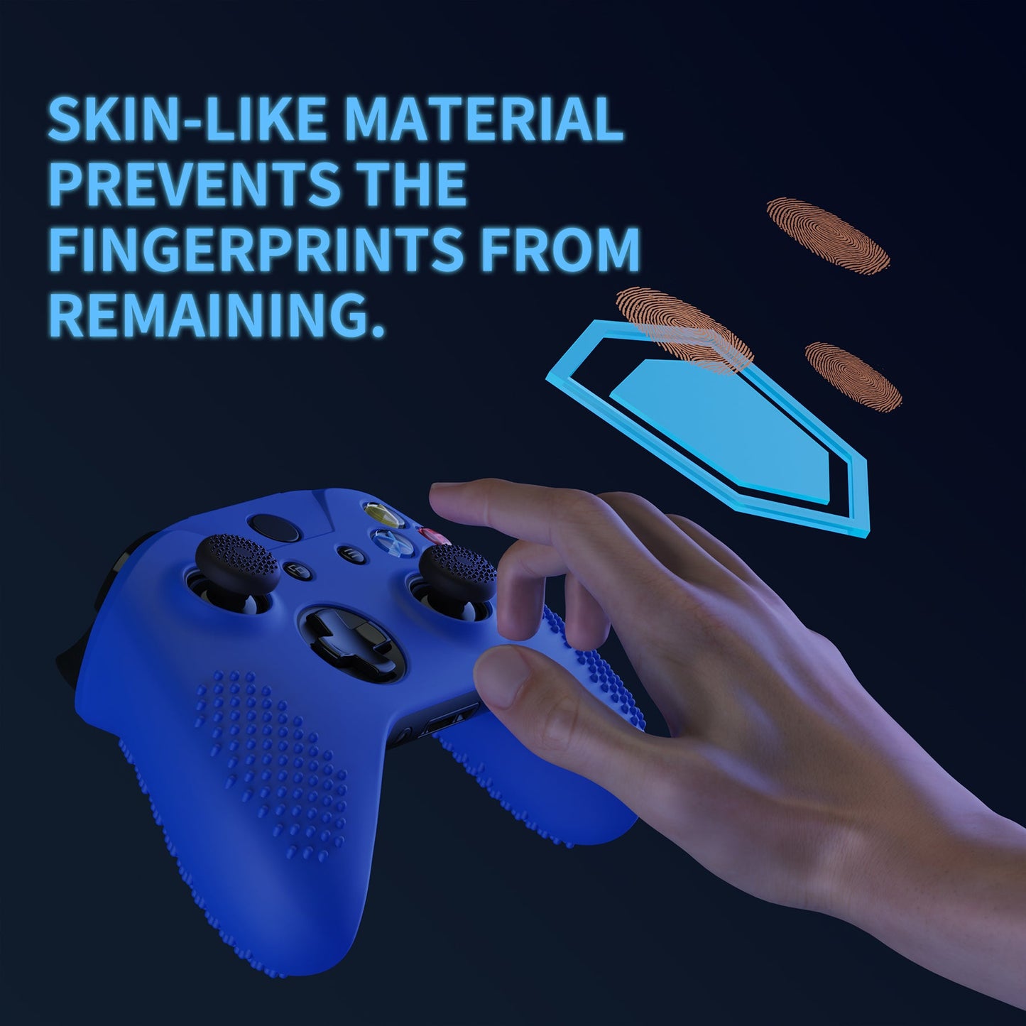 eXtremeRate Protective Anti-Slip Silicone Case with Thumb Grips Caps for Xbox One X & S Controller - Blue eXtremeRate