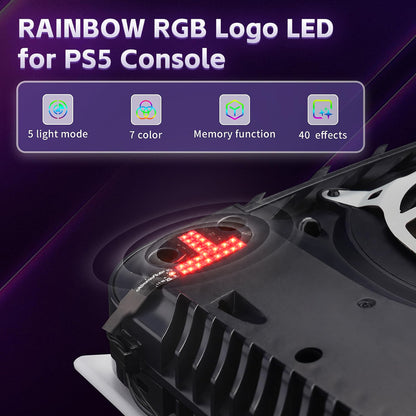 eXtremeRate PS5ディスク＆デジタルコンソール対応用RGBレインボーロゴLEDキット - 7色、40種類のエフェクト