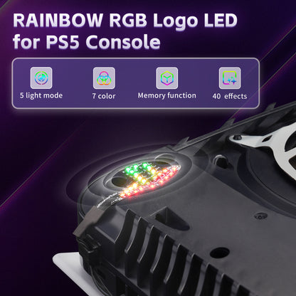 eXtremeRate PS5ディスク＆デジタルコンソール対応用RGBレインボーロゴLEDキット - 7色、40種類のエフェクト
