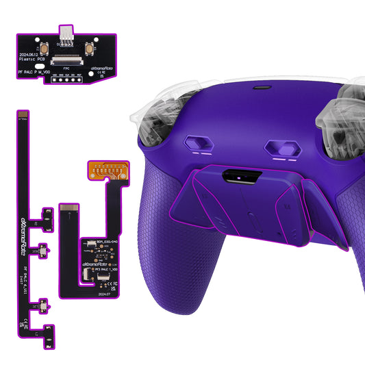 eXtremeRate PS5コントローラーBDM-030/040/050/060対応用RISE4 Plus MAXバックパドルキット、クリッキートリガーストップ＆ラバーグリップ付き【ラバー付き深い青紫色】