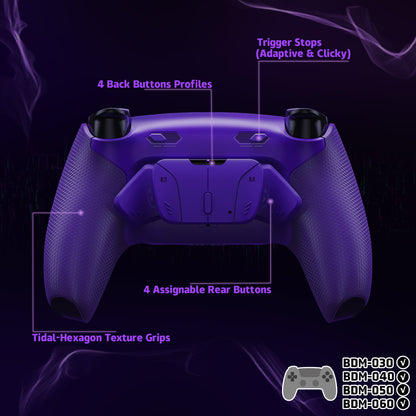 eXtremeRate PS5コントローラーBDM-030/040/050/060対応用RISE4 Plus MAXバックパドルキット、クリッキートリガーストップ＆ラバーグリップ付き【ラバー付き深い青紫色】