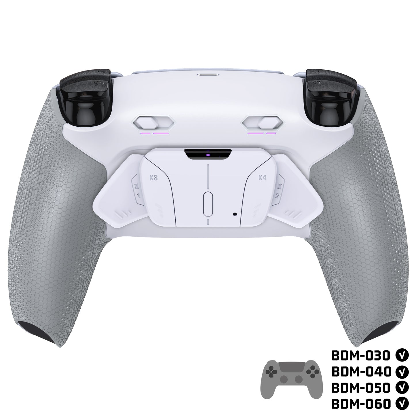 eXtremeRate PS5コントローラーBDM-030/040/050/060対応用RISE4 Plus MAXバックパドルキット、クリッキートリガーストップ＆ラバーグリップ付き【ホワイトグレー】