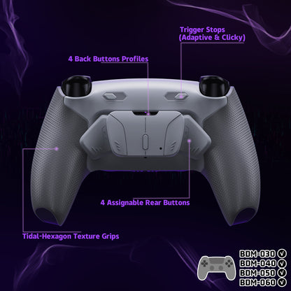 eXtremeRate RISE4 Plus MAX Back Paddle Kit for PS5 Controller BDM-030/040/050, with Clicky Trigger Stops and Rubber Grips (Black with Rubber)