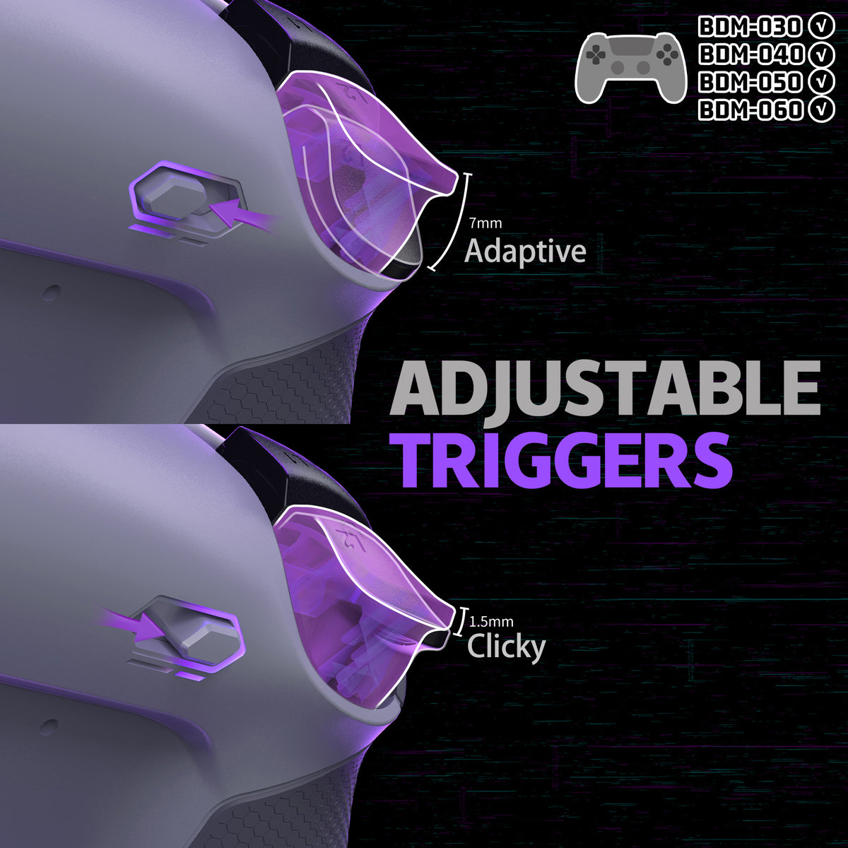 eXtremeRate RISE4 Plus MAX Back Paddle Kit for PS5 Controller BDM-030/040/050, with Clicky Trigger Stops and Rubber Grips (Black with Rubber)