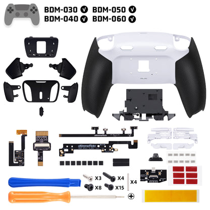 eXtremeRate PS5コントローラーBDM-030/040/050/060対応用RISE4 Plus MAXバックパドルキット、クリッキートリガーストップ＆ラバーグリップ付き【ラバー付き黒いグリップ黒い背面パドル】