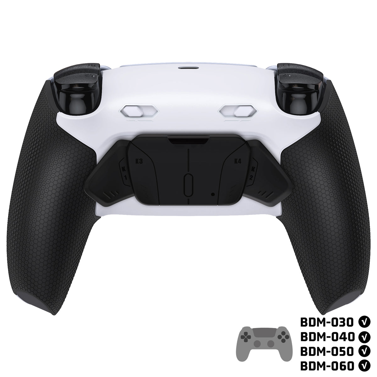eXtremeRate PS5コントローラーBDM-030/040/050/060対応用RISE4 Plus MAXバックパドルキット、クリッキートリガーストップ＆ラバーグリップ付き【ラバー付き黒いグリップ黒い背面パドル】