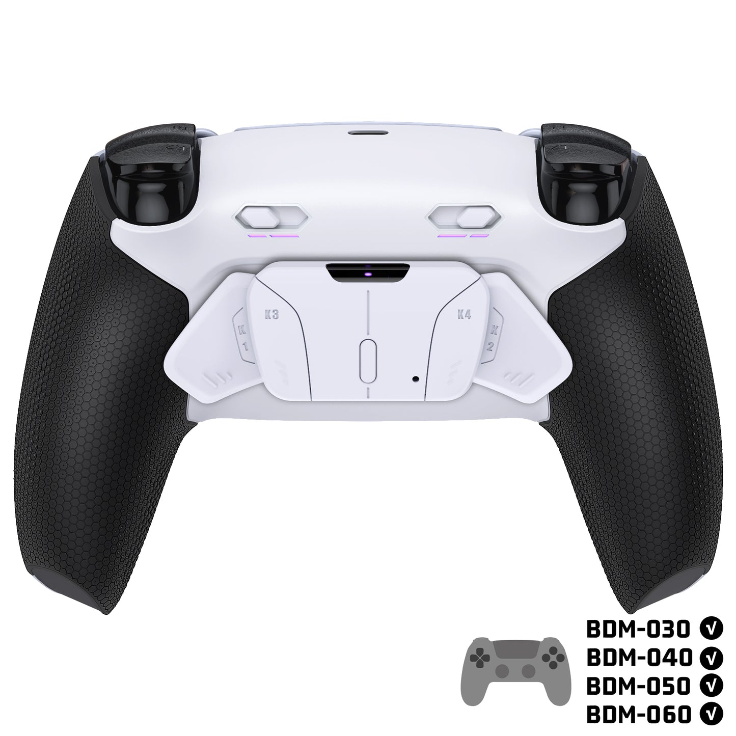 eXtremeRate PS5コントローラーBDM-030/040/050/060対応用RISE4 Plus MAXバックパドルキット、クリッキートリガーストップ＆ラバーグリップ付き【ホワイトブラック-ホワイト背面ボタン】