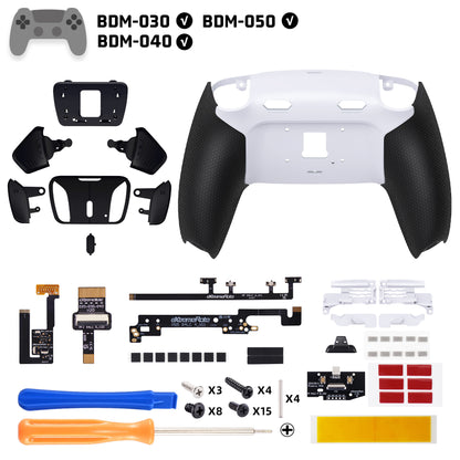 eXtremeRate PS5コントローラーBDM-030/040/050対応用RISE4 Plus MAXバックパドルキット、クリッキートリガーストップ＆ラバーグリップ付き【ラバー付き黒いグリップ黒い背面パドル】