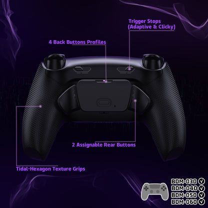 eXtremeRate RISE Plus MAX Back Paddle Kit for PS5 Controllers BDM-030/040/050, with Clicky Trigger Stops and Rubber Grips [Black Rubber Grips, White Back Paddles]