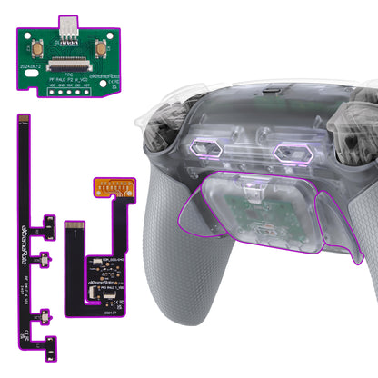 eXtremeRate PS5コントローラーBDM-030/040/050/060対応用RISE Plus MAXバックパドルキット、クリッキートリガーストップ＆ラバーグリップ付き【クリア&グレー】