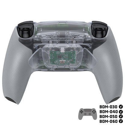 eXtremeRate PS5コントローラーBDM-030/040/050/060対応用RISE Plus MAXバックパドルキット、クリッキートリガーストップ＆ラバーグリップ付き【クリア&グレー】