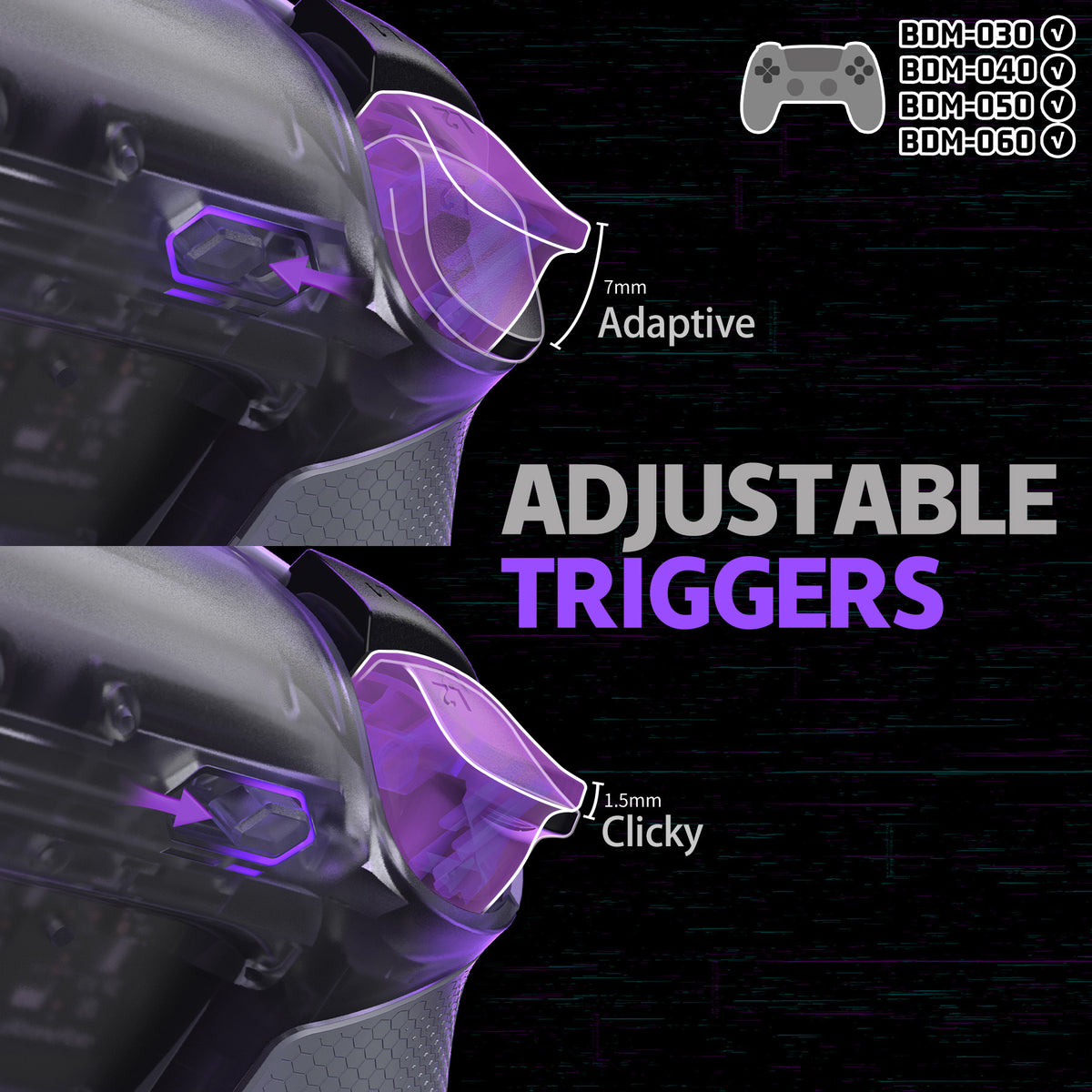 eXtremeRate PS5コントローラーBDM-030/040/050/060対応用RISE Plus MAXバックパドルキット、クリッキートリガーストップ＆ラバーグリップ付き【クリア&グレー】