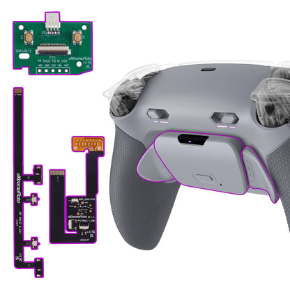 eXtremeRate RISE Plus MAX Back Paddle Kit for PS5 Controllers BDM-030/040/050, with Clicky Trigger Stops and Rubber Grips [Black Rubber Grips, White Back Paddles]