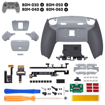 eXtremeRate RISE Plus MAX Back Paddle Kit for PS5 Controllers BDM-030/040/050, with Clicky Trigger Stops and Rubber Grips [Black Rubber Grips, White Back Paddles]