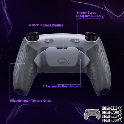 eXtremeRate RISE Plus MAX Back Paddle Kit for PS5 Controllers BDM-030/040/050, with Clicky Trigger Stops and Rubber Grips [Black Rubber Grips, White Back Paddles]
