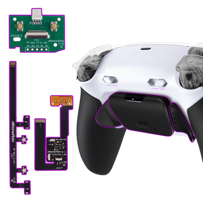 eXtremeRate PS5コントローラーBDM-030/040/050/060対応用RISE Plus MAXバックパドルキット、クリッキートリガーストップ＆ラバーグリップ付き【ラバー付き黒いグリップ黒い背面パドル】