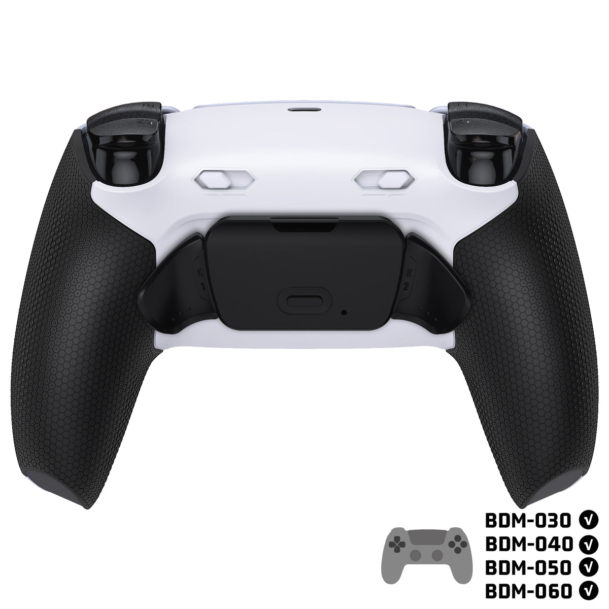 eXtremeRate PS5コントローラーBDM-030/040/050/060対応用RISE Plus MAXバックパドルキット、クリッキートリガーストップ＆ラバーグリップ付き【ラバー付き黒いグリップ黒い背面パドル】