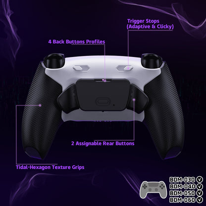 eXtremeRate PS5コントローラーBDM-030/040/050/060対応用RISE Plus MAXバックパドルキット、クリッキートリガーストップ＆ラバーグリップ付き【ラバー付き黒いグリップ黒い背面パドル】