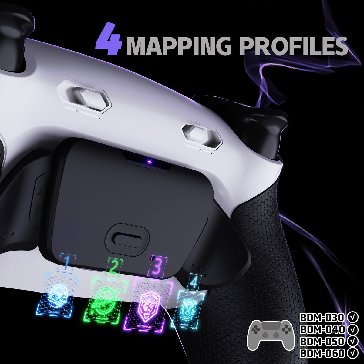 eXtremeRate PS5コントローラーBDM-030/040/050/060対応用RISE Plus MAXバックパドルキット、クリッキートリガーストップ＆ラバーグリップ付き【ラバー付き黒いグリップ黒い背面パドル】