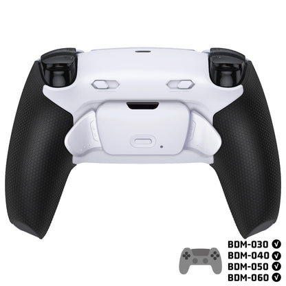 eXtremeRate PS5コントローラーBDM-030/040/050/060対応用RISE Plus MAXバックパドルキット、クリッキートリガーストップ＆ラバーグリップ付き【ラバー付き黒いグリップ白い背面パドル】