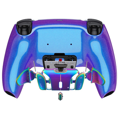 eXtremeRate Rainbow Aura Blue & Purple Real Metal Buttons (RMB) Version RISE 4.0 Remap Kit for PS5 Controller BDM-030/040 - Chameleon Purple Blue eXtremeRate