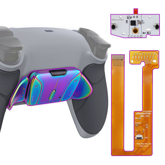 eXtremeRate Rainbow Aura Blue & Purple Real Metal Buttons (RMB) Version RISE 4.0 Remap Kit for PS5 Controller BDM-030/040 - Rubberized New Hope Gray & Classic Gray eXtremeRate