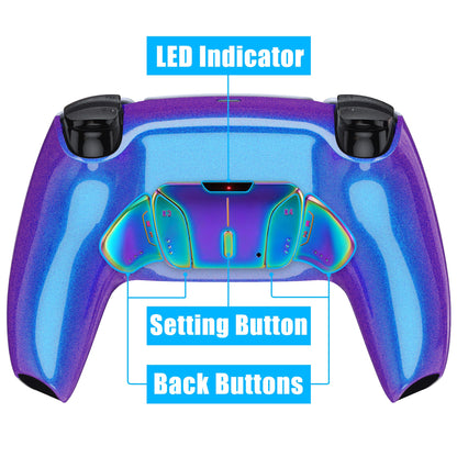 eXtremeRate Rainbow Aura Blue & Purple Real Metal Buttons (RMB) Version RISE4 Remap Kit for PS5 Controller BDM-010/020 - Chameleon Purple Blue eXtremeRate