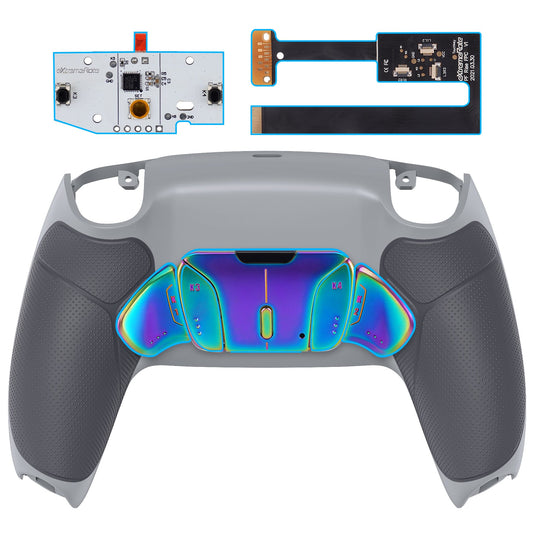 eXtremeRate Rainbow Aura Blue & Purple Real Metal Buttons (RMB) Version RISE4 Remap Kit for PS5 Controller BDM-010/020 - Rubberized New Hope Gray & Classic Gray eXtremeRate