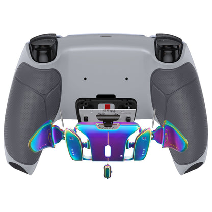 eXtremeRate Rainbow Aura Blue & Purple Real Metal Buttons (RMB) Version RISE4 Remap Kit for PS5 Controller BDM-010/020 - Rubberized New Hope Gray & Classic Gray eXtremeRate