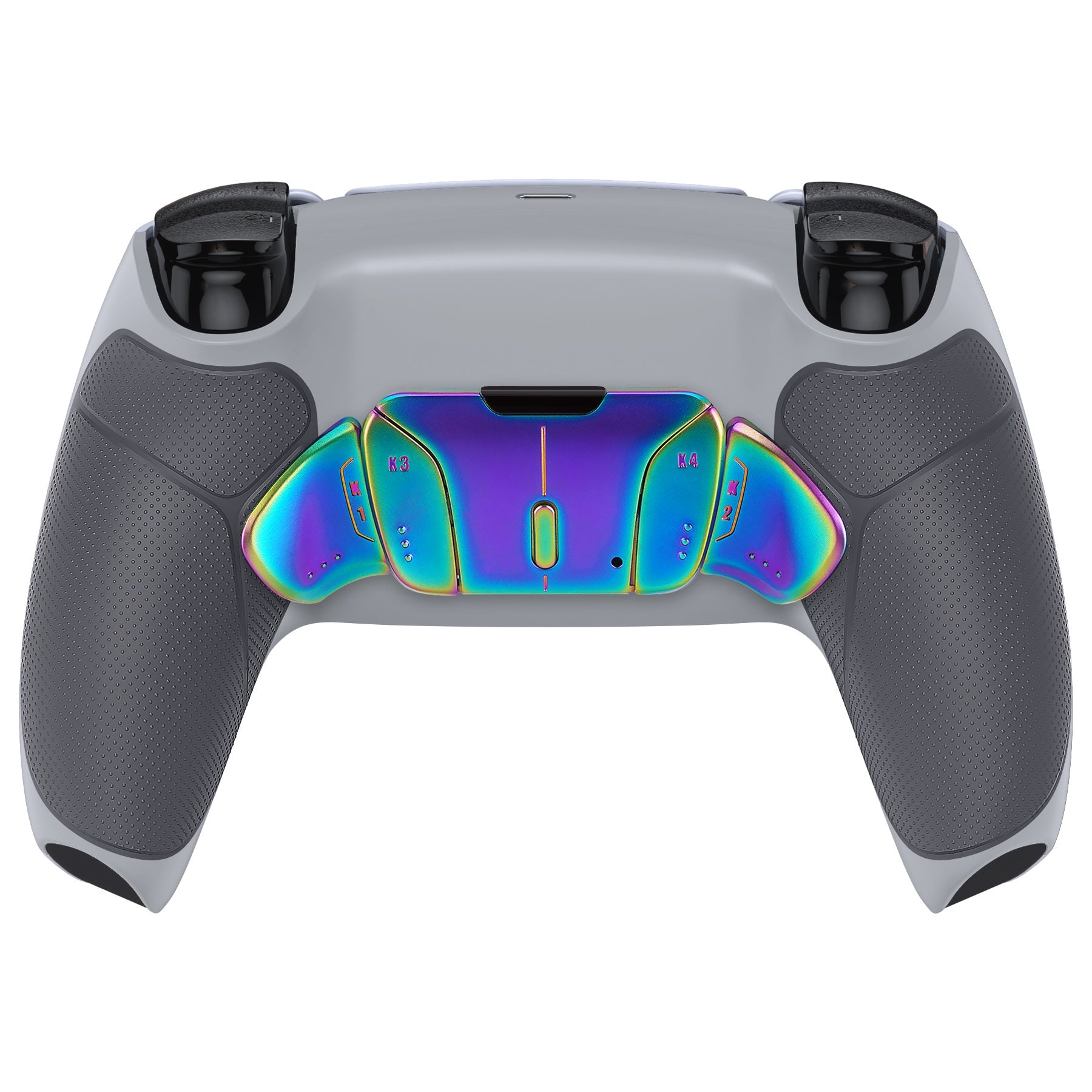 eXtremeRate Rainbow Aura Blue & Purple Real Metal Buttons (RMB) Version RISE4 Remap Kit for PS5 Controller BDM-010/020 - Rubberized New Hope Gray & Classic Gray eXtremeRate